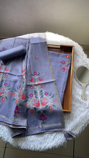 Heritage Looms Purple Viscose Cotton Unstitched Suit Set